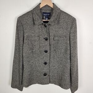 EUC Jones New York Black and Gray Tweed Boxy Blazer Suit Jacket Size 16 #690